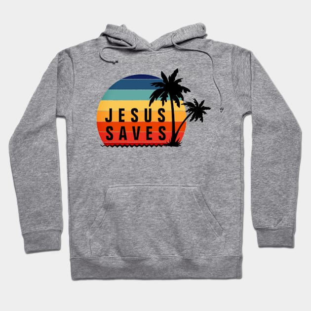 Jesus Saves Vintage Retro Sunset - Christian Hoodie by ChristianShirtsStudios